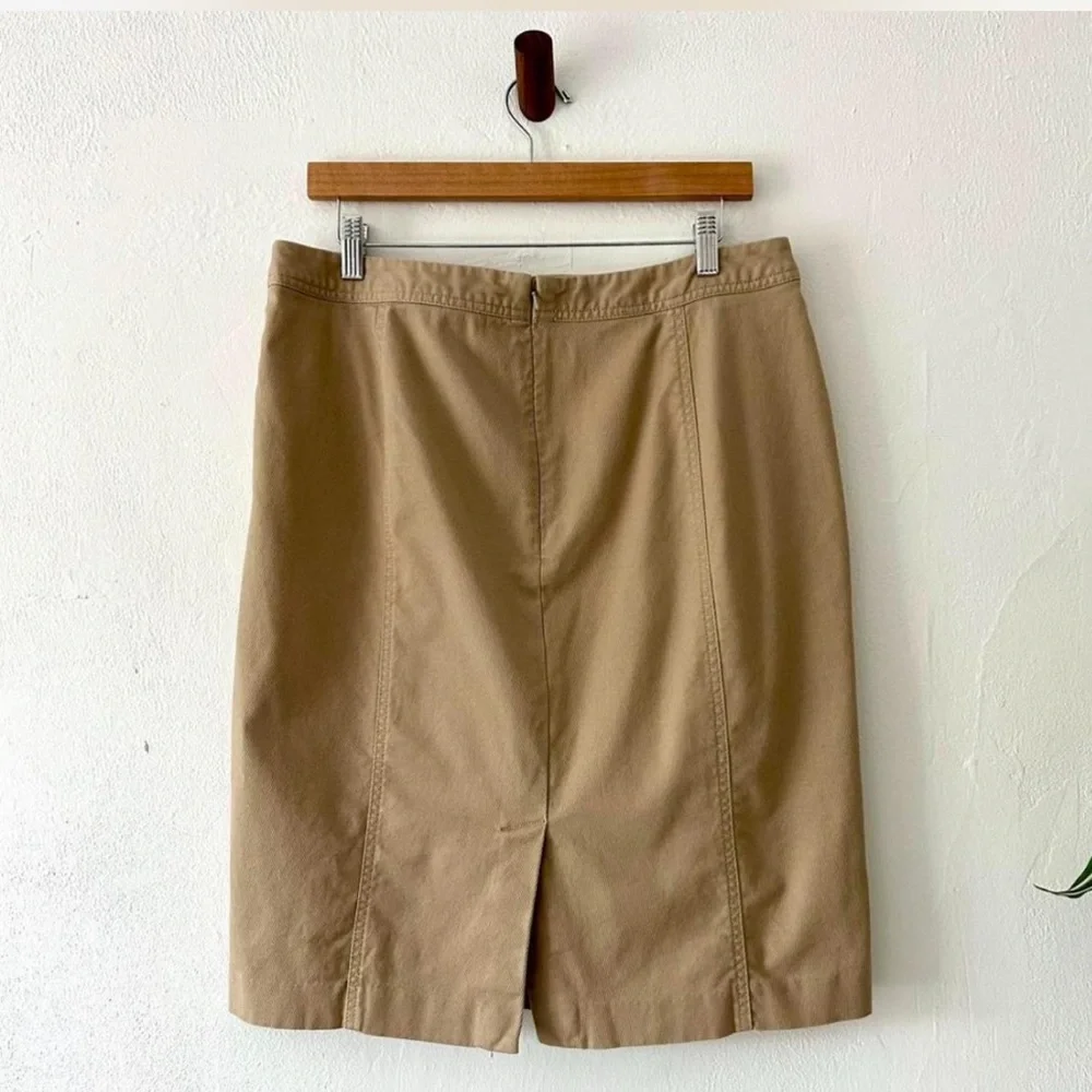Talbots Tan‎ Pencil Skirt with Lace-Up Detail